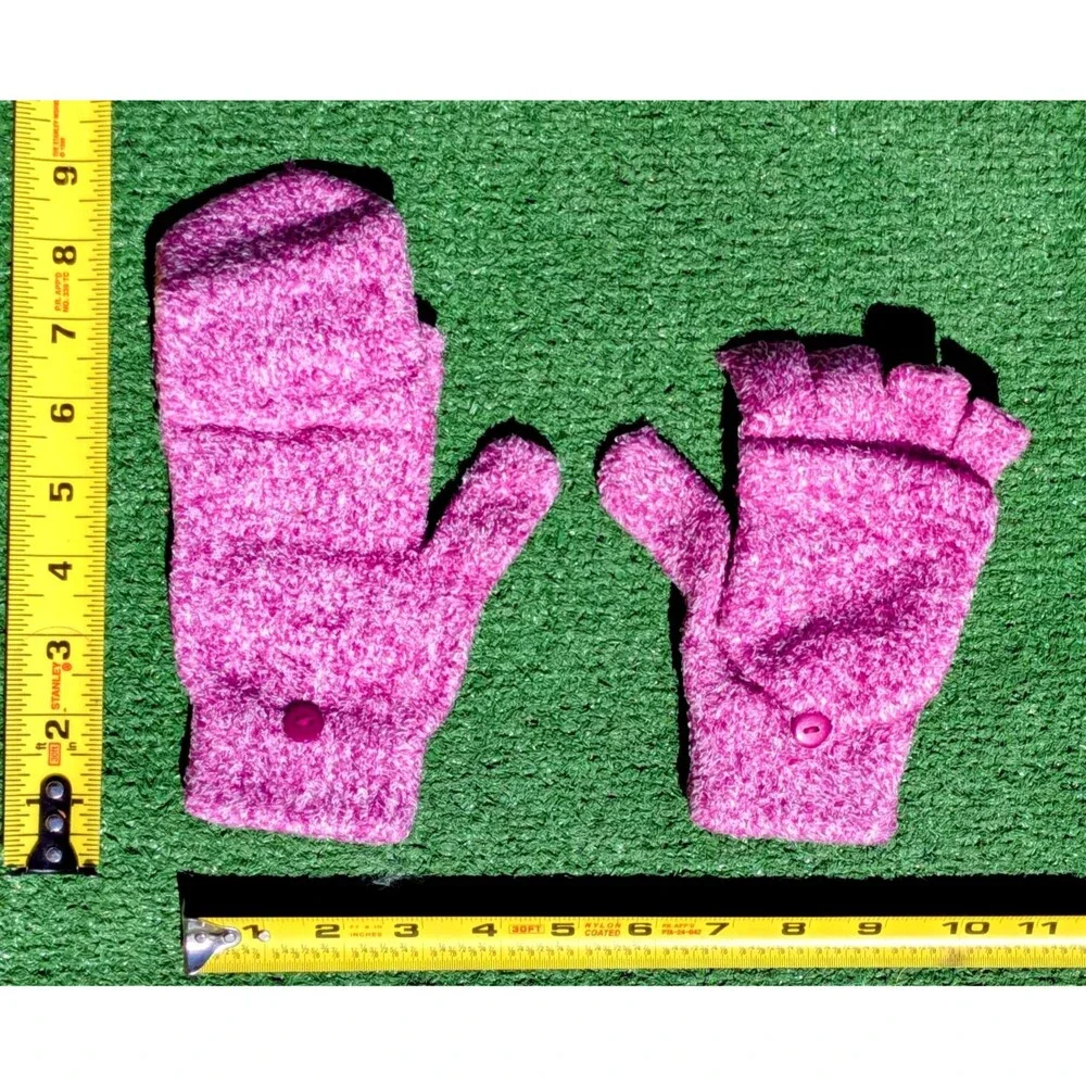 Steve Madden Cranberry Ribbed-Knit Finger Mitten Gloves Women's One-Size EUC